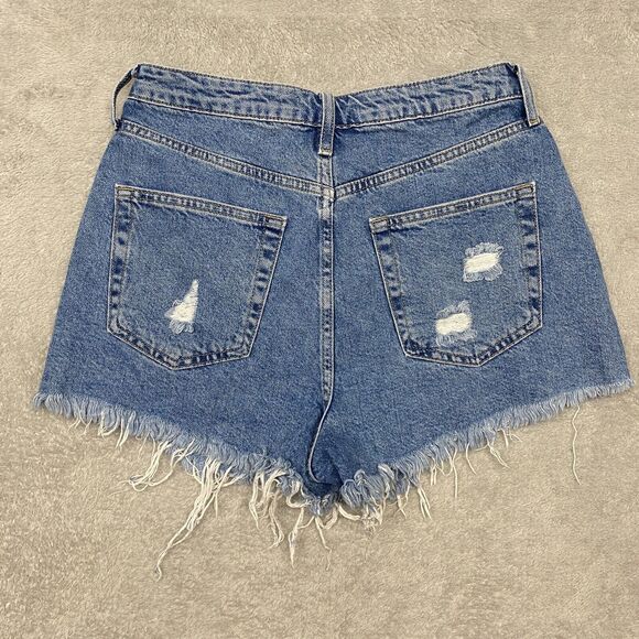 Forever21 Womens Shorts 28 Blue Cut‎ Off High Rise Jean Booty Distressed Ripped - Picture 6 of 8